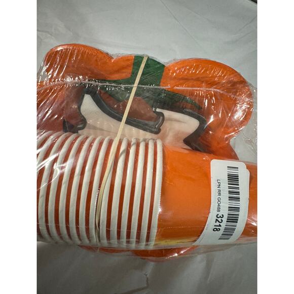 NWT 23 Piece Pumpkin Plate Orange Paper Cups Ghost Napkins Party Teacher Decor - Picture 3 of 3